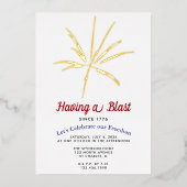 Invitation En Aluminium Having a Blast Gold Fireworks July 4th Party (Recto)