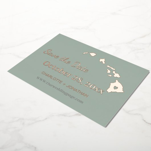 Invitation En Aluminium Hawaii Mariage Enregistrer La Date Rose Or (Rotation)