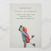 Invitation En Aluminium Hazel Photo Mariage moderne Enregistrer la date (Recto)