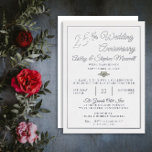 Invitation En Aluminium Heart Diamond 25ème Mariage Anniversaire Foil<br><div class="desc">Un élégant faux-coeur (imprimé) en forme de diamant,  de diamant en déchirure et de diamants circulaires sur un arrière - plan blanc 25e anniversaire Mariage design de fête avec un vrai texte en feuille d'argent. Design original par Holiday Hearts Designs (droits réservés).</div>