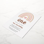 Invitation En Aluminium Heart Girl Boho Rainbow Premier anniversaire Rose  (Rotation)