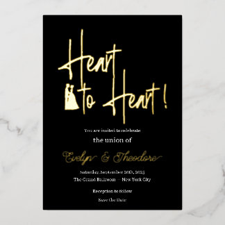 Invitation En Aluminium Heart to Heart Gold & White Foil Engagement Invita