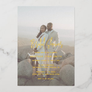 Invitation En Aluminium Heather Elegant Minimal Fête des mariées moderne