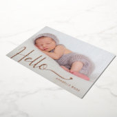 Invitation En Aluminium Hello Baby Photo Rose Gold (Rotation)