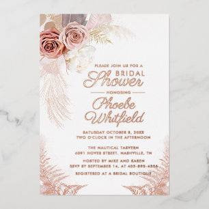 Invitation En Aluminium Herbe de la Pampa Terre Cuite Rose Gold Fête de Ma