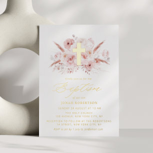 Invitation En Aluminium herbe de pampa bohème rose poussiéreuse florale cr