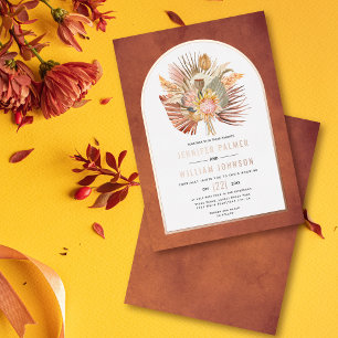 Invitation En Aluminium Herbe de pampa séchée rose gold terracotta mariage
