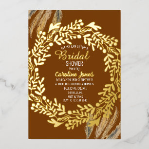 Invitation En Aluminium Herbe des Pampas en Terre Cuite Rouille Or Lavage