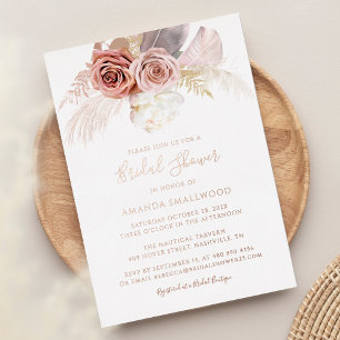 Invitation En Aluminium Herbe des Pampas Rose Gold Fête de Mariage d'Autom