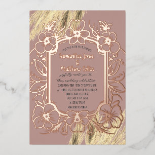 Invitation En Aluminium Herbe des Pampas Rose Poussiéreuse Mariage Bohème