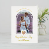 Invitation En Aluminium Heureuse Sainte-Valentin de coeur violet de l'effe (Debout devant)