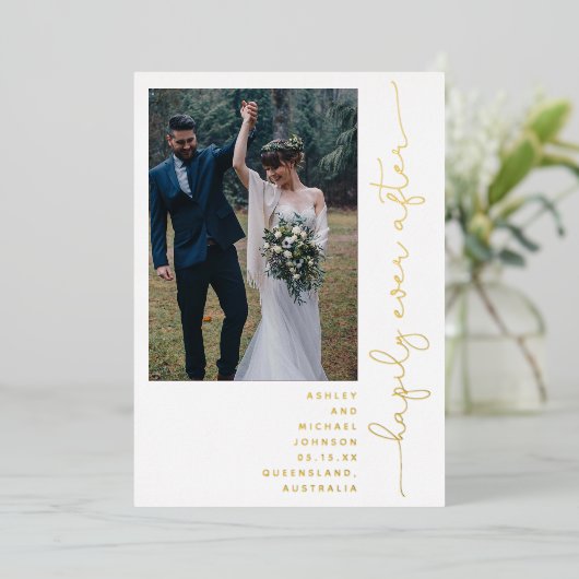 Invitation En Aluminium Heureusement Jamais Après La Réception De La Fête  (Debout devant)