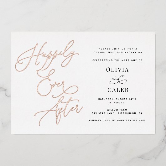 Invitation En Aluminium Heureux Jamais Après La Réception De Mariage (Recto)