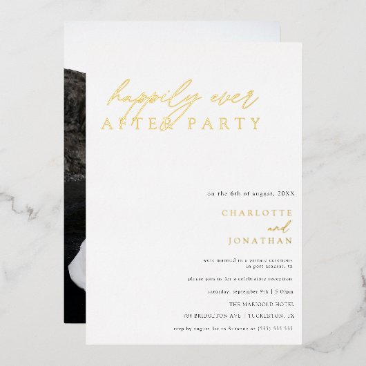 Invitation En Aluminium Heureux Jamais après le Parti Moderne Elopement Ma (Recto/Verso)