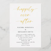 Invitation En Aluminium Heureux Jamais après Mariage minimal Script élégan (Recto)