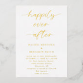 Invitation En Aluminium Heureux Jamais après Mariage minimal Script élégan (Recto)