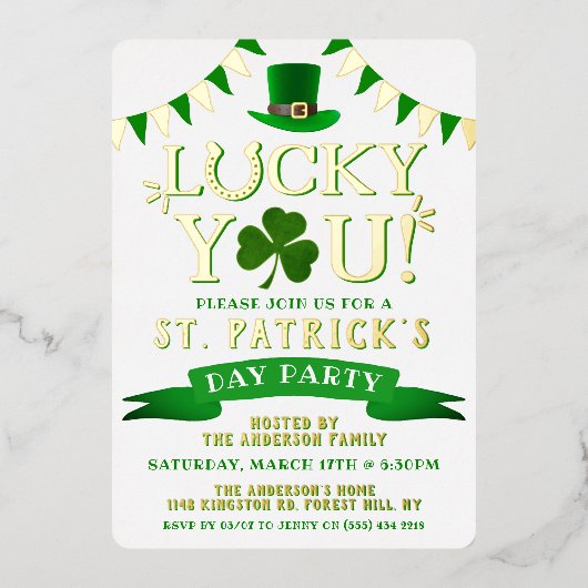 Invitation En Aluminium Heureux Toi ! Saint Patrick's Day Party Real (Recto)