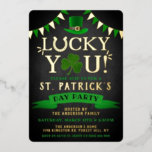 Invitation En Aluminium Heureux Toi ! Saint Patrick's Day Party Real (Recto)