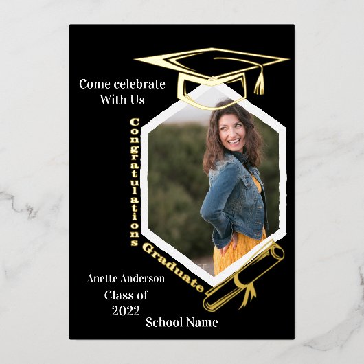 Invitation En Aluminium Hexagonal Photo Graduation Party (Recto)