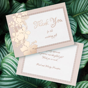 Invitation En Aluminium Hibiscus Feuille D'or Toutes Occasions Élégant Mer