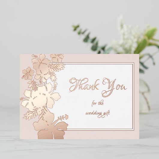 Invitation En Aluminium Hibiscus Foil Toutes les occasions Élégant Merci (Debout devant)