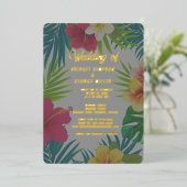 Invitation En Aluminium hibiscus hawaïen coloré tropical mariage d'été (Debout devant)