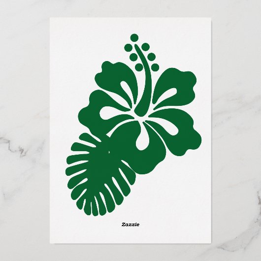 Invitation En Aluminium Hibiscus tropicaux dans l'Invitation à huile verte (Verso)