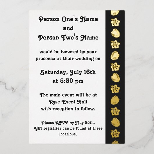 Invitation En Aluminium Hibiscus tropicaux dans l'invitation à l'huile noi (Recto)