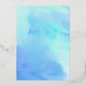 Invitation En Aluminium Hippocampe d'or avec cadre d'aquarelle (Verso)