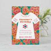 Invitation En Aluminium Hippy Tie Dye fête d'anniversaire (Debout devant)