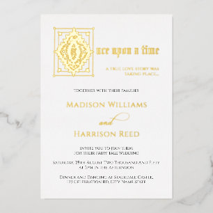 Invitation En Aluminium Histoire d'amour Il était une fois Mariage Or