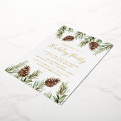 Invitation En Aluminium Hiver Aquarelle Pine Cone Fête (Rotation)