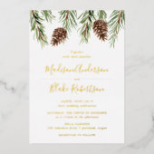 Invitation En Aluminium Hiver Aquarelle Pine Cône Mariage (Recto)