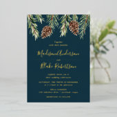 Invitation En Aluminium Hiver Aquarelle Pine Cône Mariage (Debout devant)