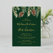 Invitation En Aluminium Hiver Aquarelle Pine Cône Mariage (Debout devant)