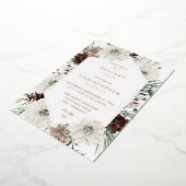 Invitation En Aluminium Hiver Blanc Floral & Pine Noël ou Fêtes (Rotation)