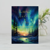 Invitation En Aluminium Hiver Enchantant | Mariage aurores boréales (Debout devant)