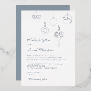 Invitation En Aluminium Hiver Ice Bleu Noël Ornements Mariage Argent