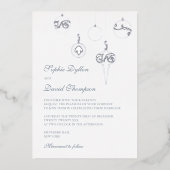 Invitation En Aluminium Hiver Ice Bleu Noël Ornements Mariage Argent (Recto)