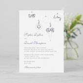 Invitation En Aluminium Hiver Ice Bleu Noël Ornements Mariage Argent (Debout devant)