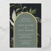 Invitation En Aluminium Hiver Meadow Green Mariage d'arc botanique (Recto)