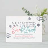 Invitation En Aluminium Hiver ONE derland 1er anniversaire Pink Blue Silve (Debout devant)