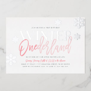 Invitation En Aluminium Hiver ONE derland 1er anniversaire Pink Silver