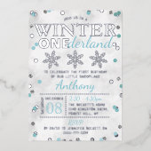Invitation En Aluminium Hiver ONE derland 1er anniversaire Real (Recto)