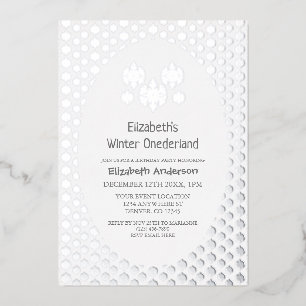 Invitation En Aluminium Hiver Onederland Flocon de neige 1er anniversaire
