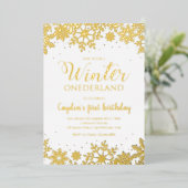 Invitation En Aluminium Hiver Onederland Premier Anniversaire Flocons de N (Debout devant)
