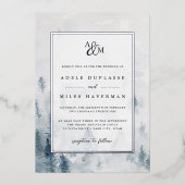 Invitation En Aluminium Hiver Reverie Monogramme Mariage Argent (Recto)