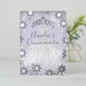 Invitation En Aluminium Hiver Silver violet Flocon de neige Quinceanera (Debout devant)
