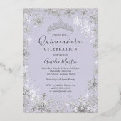 Invitation En Aluminium Hiver Silver violet Flocon de neige Quinceanera (Verso)