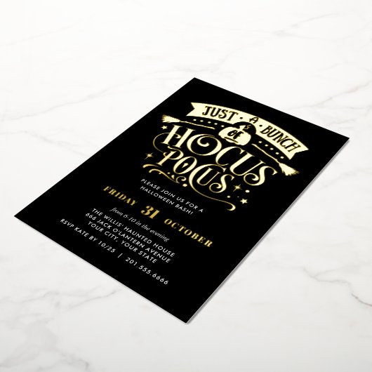 Invitation En Aluminium HOCUS D'OR POCUS Halloween Bash Party Fhuile (Rotation)